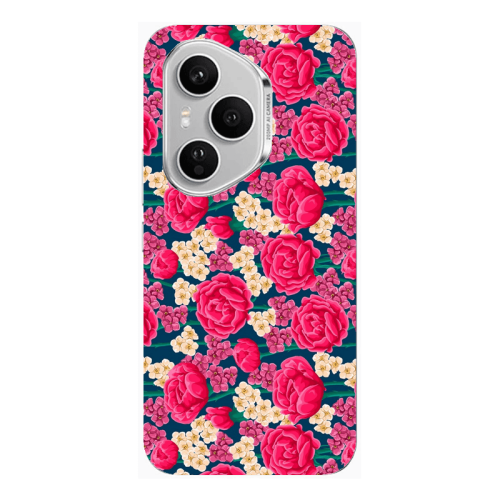 Honor Magic 400 Pro Red and pink Flowers Transparent Silicone TPU Θήκη